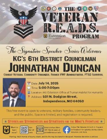 Flyer for The Signature Series: KCs 6th District Councilman Johnathan Duncan
