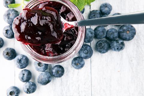 Jar of blueberry jam