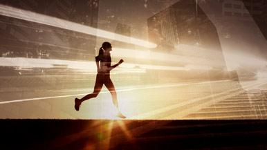 woman running in the sunset light