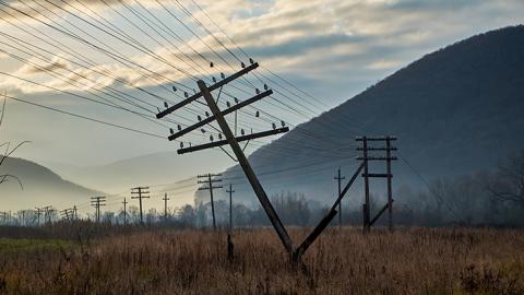 power lines down in a field