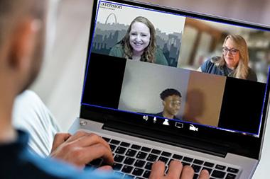 People having a video conference.