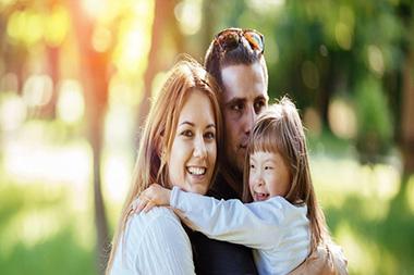 A man, woman and child