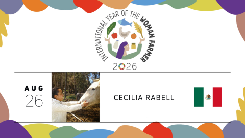 colorful event card with Cecilia Rabell