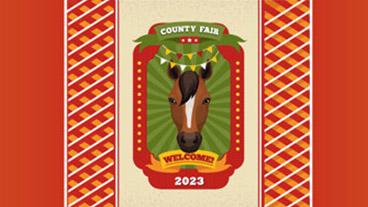 county fair 2023 welcome icon with horse