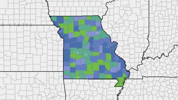 map of Missouri showing county impact