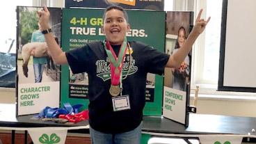 happy child with medal