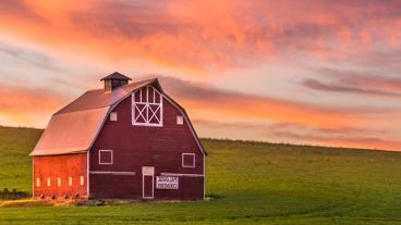 Barn at sunset