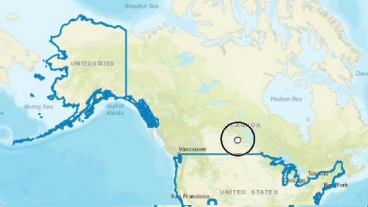 map of North America with Alaska and the United States highlighted