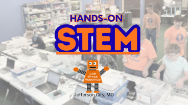 Cartoon Robot labeled "Lab Space Robotics"