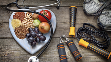 Healthy living includes eating right, getting well check ups and exercising