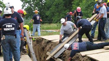 Training on a trench rescue.