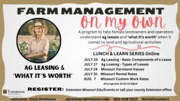 Flyer for the event Farm Management On My Own