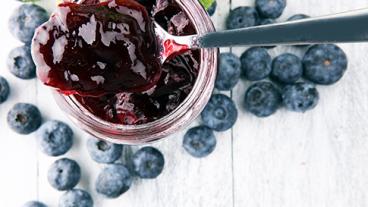 Jar of blueberry jam