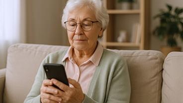 Older woman using cell phone