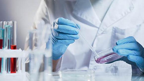 A person in a lab working with samples.