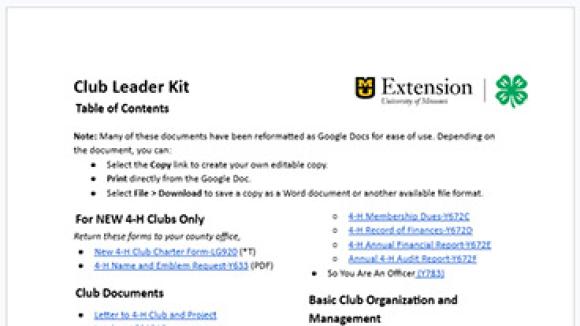 Club Leader Kit document