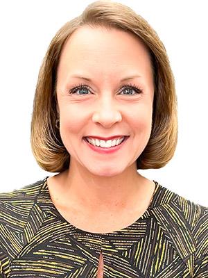Jill Weimer blonde woman with white background