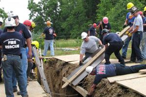 Training on a trench rescue.