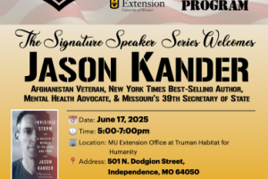 Flyer for the Veteran R.E.A.DS Program with Speaker Jason Kander