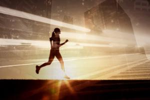 woman running in the sunset light