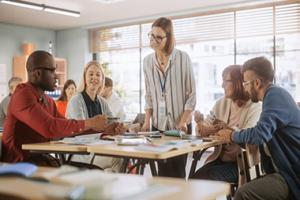 People in a writing class