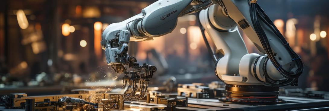 A robot arm working on a machine.