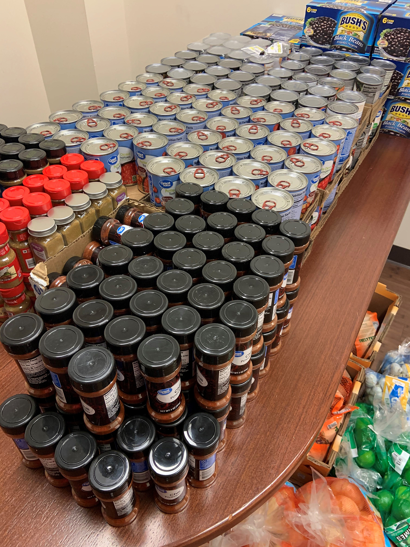 Ingredients for 95 batches of black bean and sweet potato chili. Photo courtesy Jasmine Cobb.