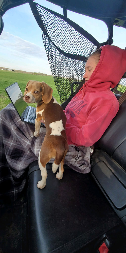 Gatlyn Clawson, a family friend of the Kleemans, drove a UTV to the highest nearby point to get a signal strong enough to allow her to submit her schoolwork.