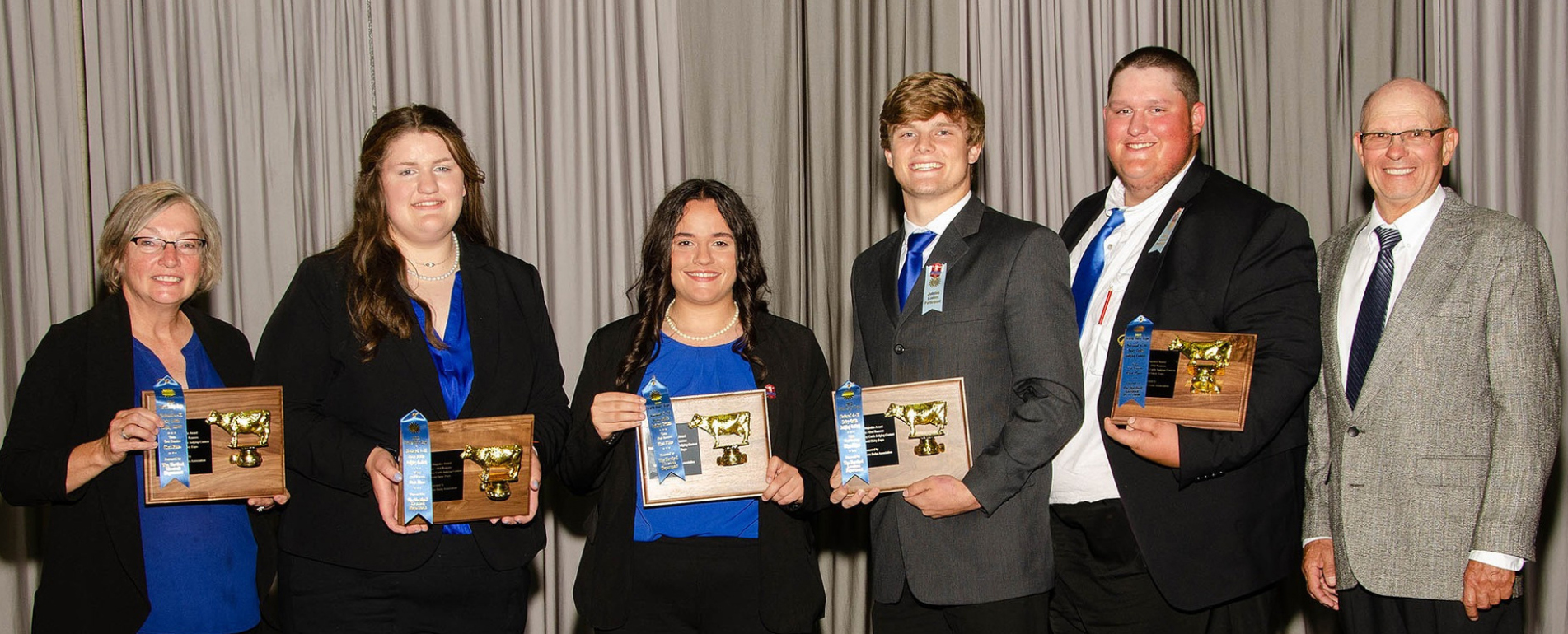 The Missouri 4-H dairy judging team. From left, Karla Deaver (co-coach), Molly Archer, Libby Shaver, Case Melzer, Logan Archer and Ted Probert (co-coach).