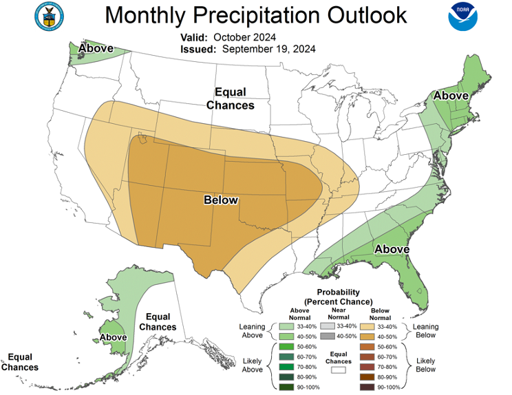 U.S. Drought Monitor precipitation outlook for October 2024.