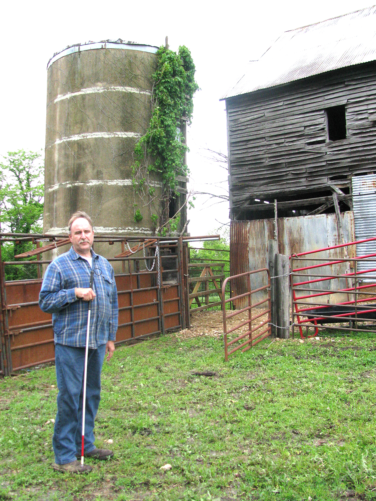 Brinkmann's familiarity with his farm helps him manage his blindness. The sixth-generation farmer adapted his work practices to continue farming.Photo by Linda Geist