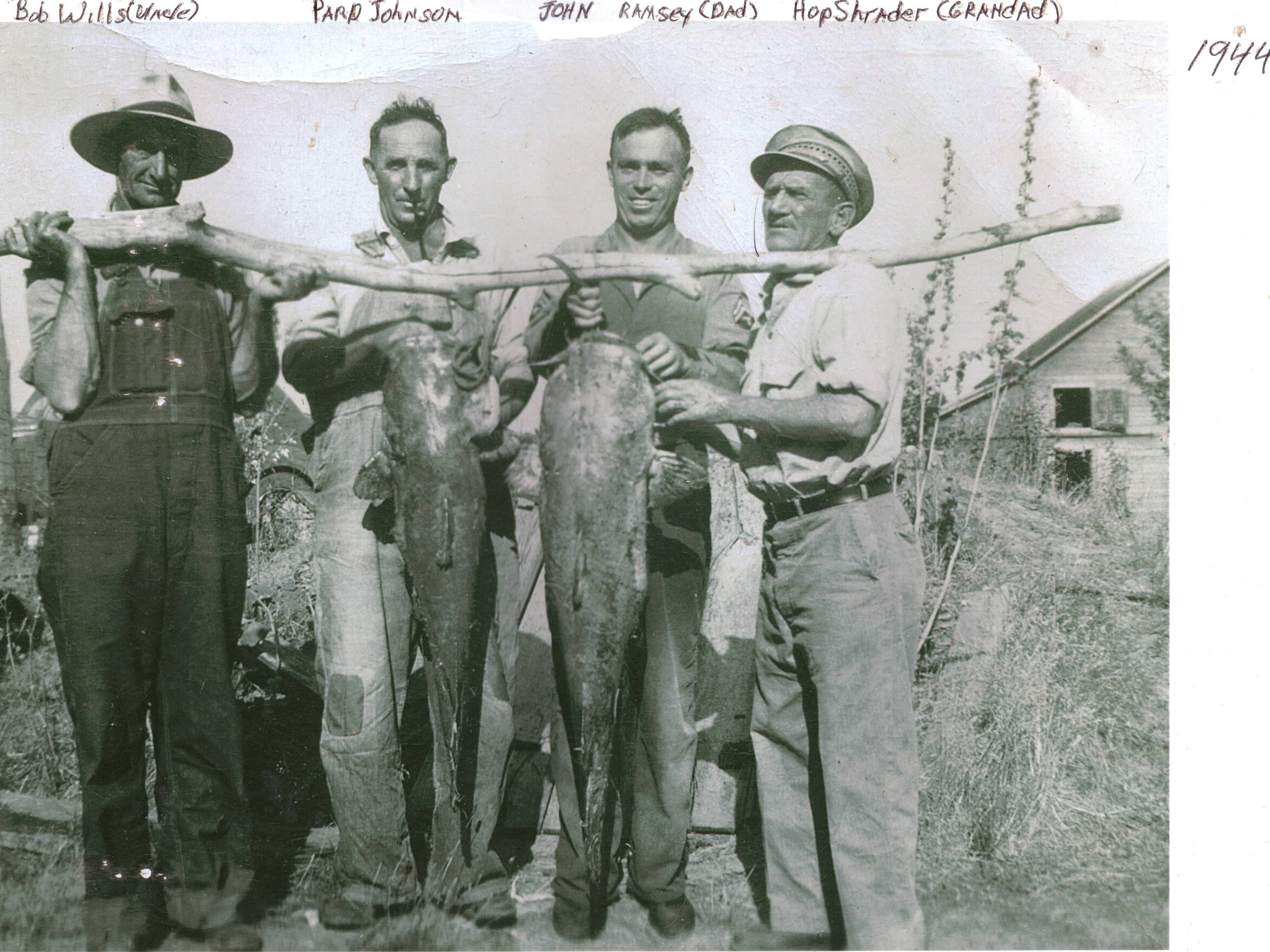 Howard Ramsey's father, John Ramsey, third from left, showing off a catch in 1944.Photos courtesy of Mark Morgan and the Ramsey family